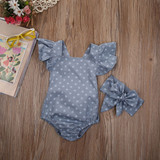 Newborn Baby Girls Clothes Polka Dot Baby girl Romper + headband Jumpsuit Sunsuit Summer baby clothing