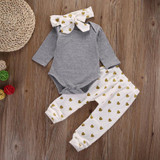 Newborn baby girls clothes Infant 3Pcs suits (Tops +Pants Love pattern + Headband)Baby girl clothing set toddle outfit sets