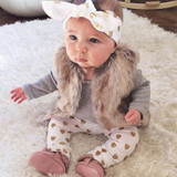 Newborn baby girls clothes Infant 3Pcs suits (Tops +Pants Love pattern + Headband)Baby girl clothing set toddle outfit sets