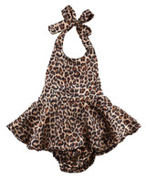 Newborn Baby Girls Clothes Fashion Kids Toddler Girl Leopard Skirted Bodysuit Backless Summer Infant Bebes Outfit Sunsuit