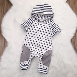 Newborn Baby Girls Boy Clothing Hooded Romper Cross Short Sleeve Jumpsuit Cute Outfits Baby Boys Clothes