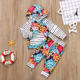 2pcs Toddler kid Baby Girl Floral Clothes Newborn Long Sleeve Hooded T-shirt Tops+Pants Outfits Set