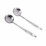 2Pcs Stainless Steel Large Soup Spoon Ladle Skimmer Colander Filter Kitchen Tool #20/8