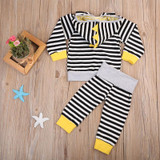 2PCS Set Newborn Baby Striped Clothes 2017 Autumn Long Sleeve Hooded Sweatshirt Tops+Pant Outfit Toddler Kids Clothing Tracksuit