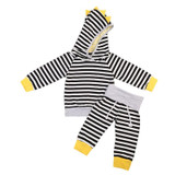 2PCS Set Newborn Baby Striped Clothes 2017 Autumn Long Sleeve Hooded Sweatshirt Tops+Pant Outfit Toddler Kids Clothing Tracksuit