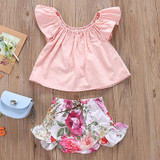 2pcs Newborn Infant Baby Girls Summer Outfits Clothes T-shirt Tops Floral Pants
