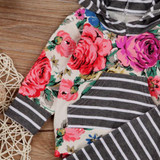 2pcs Newborn Baby Girls Clothes Sets Hooded T-shirt Tops Long Sleeve Hooded Striped Flower Pants Outfits Set Clothing