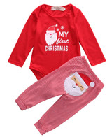 2Pcs Newborn Baby Girls Boys Christmas Clothes Santa Claus Romper +Pants Outfits Long Sleeve Kids Boy Girl Clothes 0-18M
