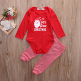 2Pcs Newborn Baby Girls Boys Christmas Clothes Santa Claus Romper +Pants Outfits Long Sleeve Kids Boy Girl Clothes 0-18M
