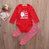 2Pcs Newborn Baby Girls Boys Christmas Clothes Santa Claus Romper +Pants Outfits Long Sleeve Kids Boy Girl Clothes 0-18M