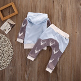 2Pcs Newborn Baby Girls Boys Clothes Set Long Sleeve Hooded Coat Tops Deer Pants Baby Boy Outfits Set