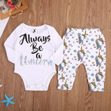 2Pcs Newborn Baby Clothing Cute Toddler Baby Infant Unicorn Romper + Long Pants Outfits Clothes Set