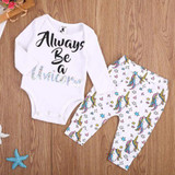 2Pcs Newborn Baby Clothing Cute Toddler Baby Infant Unicorn Romper + Long Pants Outfits Clothes Set