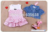 2Pcs Kids Clothing set Baby Girls Dress + Top Summer Beach Denim Waistcoat Outfits