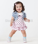 2Pcs Kids Clothing set Baby Girls Dress + Top Summer Beach Denim Waistcoat Outfits