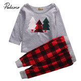 2PCS Kids 1-6Y Baby Boys Tree Print Christmas Clothes Set Long Sleeve T-shirt+Plaid Red Pants 2PCS Outfits 2PCS Kids 1-6Y Baby Boys Tree Print Christmas Clothes Set Long Sleeve T-shirt+Plaid Red Pants 2PCS Outfits