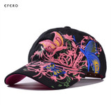 2Pcs Fashion Women Baseball Caps Summer 5 Panel Cap Adjustable Casual Snapbacks Caps Floral Embroidery Baseball Hat Casquette