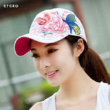 2Pcs Fashion Women Baseball Caps Summer 5 Panel Cap Adjustable Casual Snapbacks Caps Floral Embroidery Baseball Hat Casquette