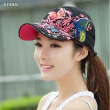 2Pcs Fashion Women Baseball Caps Summer 5 Panel Cap Adjustable Casual Snapbacks Caps Floral Embroidery Baseball Hat Casquette