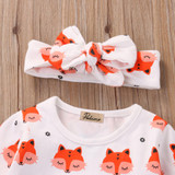 2Pcs Fashion Baby Girl Dress Newborn Baby Girls Pajamas Cotton Fox Dress Headband Outfit Cute Sets Clothes