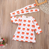 2Pcs Fashion Baby Girl Dress Newborn Baby Girls Pajamas Cotton Fox Dress Headband Outfit Cute Sets Clothes