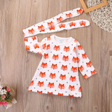 2Pcs Fashion Baby Girl Dress Newborn Baby Girls Pajamas Cotton Fox Dress Headband Outfit Cute Sets Clothes