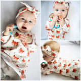 2Pcs Fashion Baby Girl Dress Newborn Baby Girls Pajamas Cotton Fox Dress Headband Outfit Cute Sets Clothes