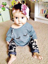 2Pcs Clothes Newborn Kids Infant Baby Girls Tops Shirt+Long Pants Outfits Set