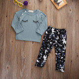2Pcs Clothes Newborn Kids Infant Baby Girls Tops Shirt+Long Pants Outfits Set