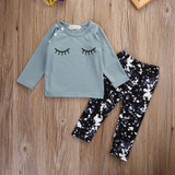 2Pcs Clothes Newborn Kids Infant Baby Girls Tops Shirt+Long Pants Outfits Set