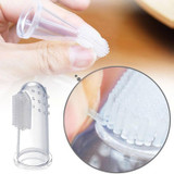 2Pcs Baby Toothbrush With Case Dust Shield Infant Soft Safe Silicone Finger Teeth Rubber Clean Massager Training Brush Set