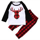 2pcs baby set Xmas newborn baby boy girl clothes autumn long sleeve deer T-shirt+long plaid pants christmas baby clothes set