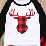 2pcs baby set Xmas newborn baby boy girl clothes autumn long sleeve deer T-shirt+long plaid pants christmas baby clothes set