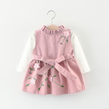 2Pcs Baby Girl Dress Flower Princess Dresses for Girls 2017 Autumn Cotton Infant Baby Girls Coat Clothing+Shirt Toddler Outwear