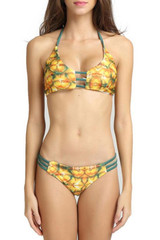 Reversible Pineapple Strappy Bikini Swimsuit - Two Piece Set