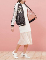 Reversible Coat Embroidery Flower Phoenix Bird Short Jacket 2016 New Women Contrast sleeve Bomber Jacket Coat Pilots Outerwear