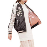 Reversible Coat Embroidery Flower Phoenix Bird Short Jacket 2016 New Women Contrast sleeve Bomber Jacket Coat Pilots Outerwear