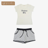 Qianxiu Sleepwear Suit Knitted Cotton Pajama Set For Women Modal Stripes Women Pijamas