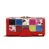 Qianxilu Brand Fashion Women Wallet Genuine Leather Patchwork Purse Female Long Design 2016