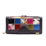 Qianxilu Brand Fashion Women Wallet Genuine Leather Patchwork Purse Female Long Design 2016