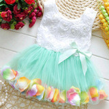 Qianquhui 2017 New Summer Kid Girls Dress Princess Hot Sales Toddler Baby Party Tutu Lace Bow Flower Children's Dress Clothes