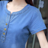 QAZXSW Spring Summer Denim Dress For Women 2018 Harajuku Jeans Dress With Button Slip Plus Size Sarafans Vestidos Feminino HB065