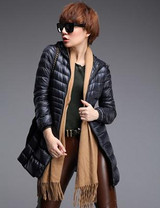 QAZXSW Women Coat Winter Jacket Women 90% Duck Down Outwear Parka Ultra-light Long Elegant Outwear Fashion Down Parka YX8007