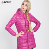 QAZXSW Women Coat Winter Jacket Women 90% Duck Down Outwear Parka Ultra-light Long Elegant Outwear Fashion Down Parka YX8007
