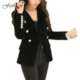Double Breasted  Lady Blazers Plus Size OL Blazer 2017 New Spring Autumn Fashion Women Midnight Navy Slim Velvet Blazer Jackets