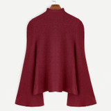 Dotfashion Mock Neck Bell Sleeve Jersey Sweater 2017 Women Turtleneck Loose Pullovers Long Sleeve Elegant Sweater
