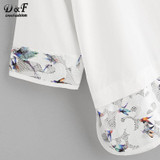 Dotfashion Mesh Paneled Button Back Blouse 2017 White Half Sleeve Print Zipper Top Summer Round Neck Tunic Casual Blouse