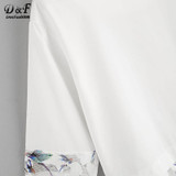 Dotfashion Mesh Paneled Button Back Blouse 2017 White Half Sleeve Print Zipper Top Summer Round Neck Tunic Casual Blouse