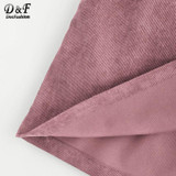 Dotfashion Bib Pocket Front Overall Short Dress 2018 Pink Zip Button Pinafore Shift Dress Female Sleeveless Plain Dress