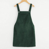 Dotfashion Bib Pocket Front Overall Short Dress 2018 Pink Zip Button Pinafore Shift Dress Female Sleeveless Plain Dress